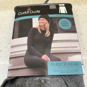 Cuddl Duds Fleecewear With Stretch Long-Sleeve Crew Top in Charcoal Heather